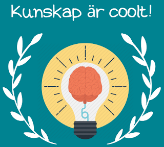 Kunskap är coolt! En illustration av en glödlampa med en hjärna i